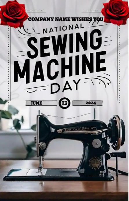 Grey Professional National Sewing Machine Day Template | PosterMyWall