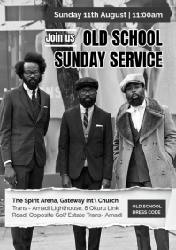 Grey Professional Old School Sunday Service A3 template