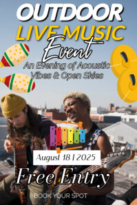 Grey Professional Outdoor Live Music  Poster template