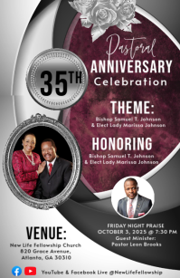 Grey Professional Pastoral Anniversary Celebration Tabloid template
