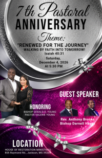 Grey Professional Pastoral Anniversary Celebration Tabloid template