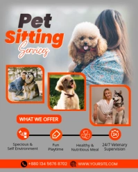 Grey Professional Pet Sitting Instagram Portrait template