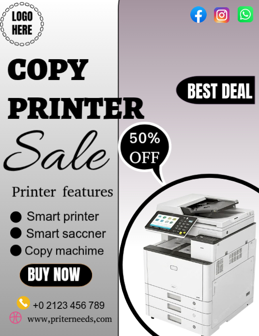 Grey Printer Sale Flyers Template | PosterMyWall