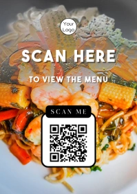 Grey Professional QR Code Menu For Restaurant A6 template
