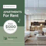 Grey Professional Real Estate Apartments For Rent Dark And Light Green Colors 2025 2026 2027 2028 20 Instagram Post template