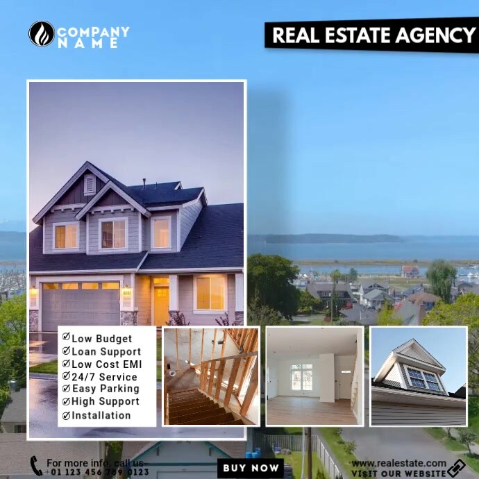Grey Professional Real Estate Instagram Post template