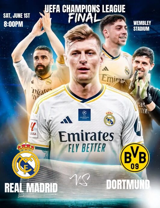 Copy of Grey Professional Real Madrid Vs Dortmund Ucl | PosterMyWall