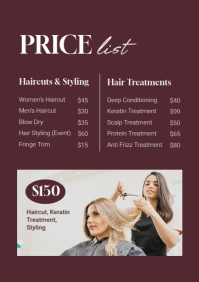 Grey Professional Salon Price List A4 template - Page 2