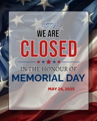 Grey Professional Sorry We Are Closed In The Honour Of Memorial Day  Instagram Portrait template