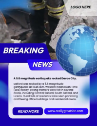 Grey Professional Strong Earthquake Hits Davao City Flyer (us Letter) template