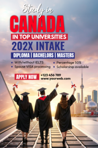 Grey Study in Canada Admission Pinterest na Graphic Template