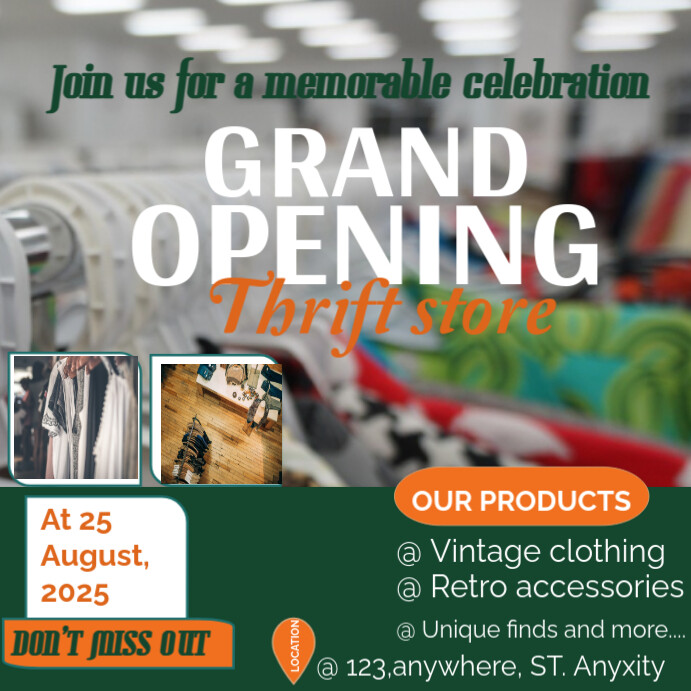 Grey Professional Thrift Store Instagram Post template