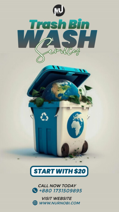 Grey Professional Trash Bin Wash Instagram Story Instagram-verhaal template
