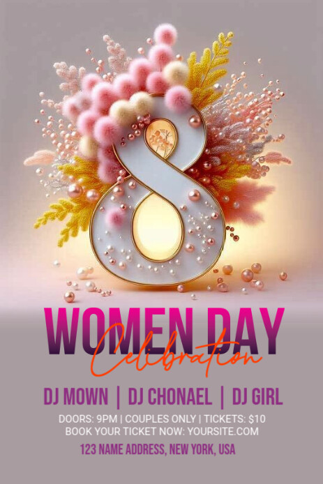 Grey Professional Women's History Month 2025 Event Flyer Pinterest Graphic template