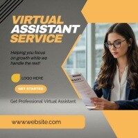 Grey Virtual Assistant Service Instagram Post Template