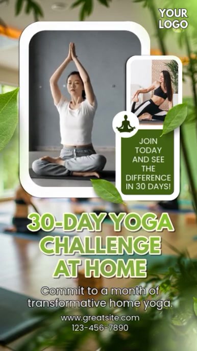 Grey Professional Yoga Class Challenge Instagram Reel template