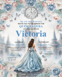 Grey Quinceañera Invitation Instagram Portrait template
