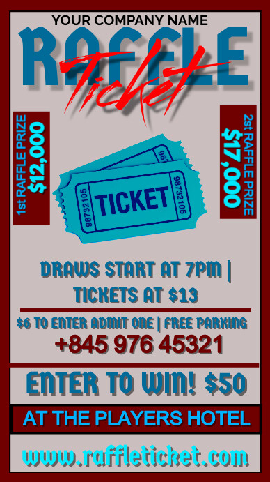 Grey Raffle Ticket Digital Display (9:16) Template | PosterMyWall