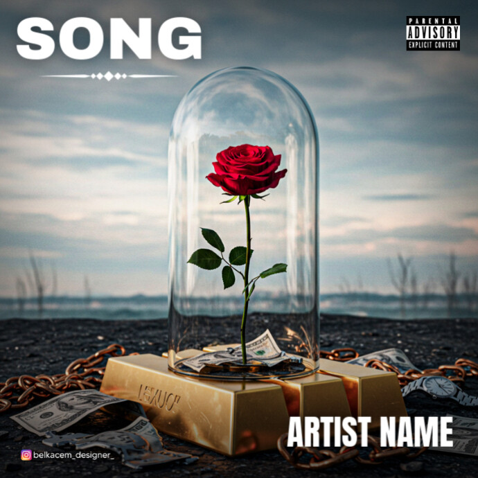 Grey Roses With Lingot Gold Album Cover Template | PosterMyWall