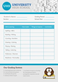 Grey School Report Card A4 template