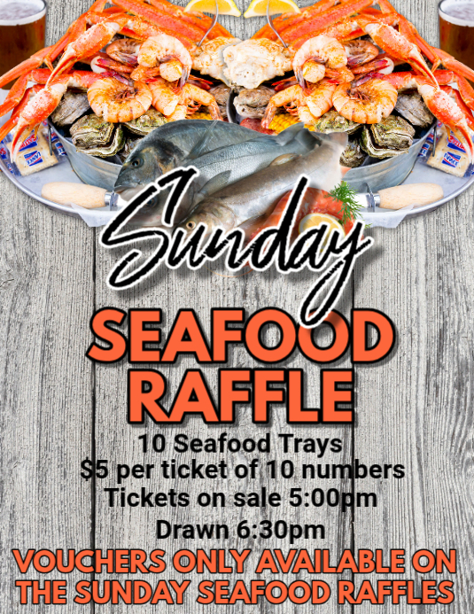 Seafood Raffe Grey Seafood Raffle Flyers Template | PosterMyWall
