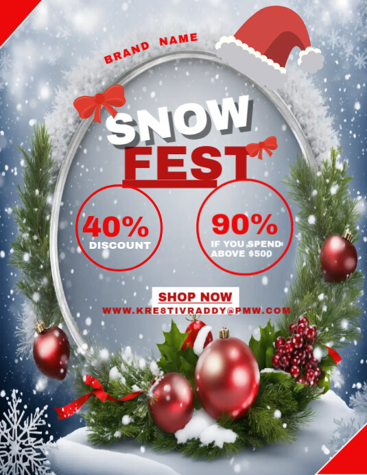 Grey Snow Fest Flyer (us Letter) Template | PosterMyWall