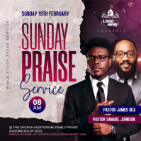 Grey Sunday Praise Service Сообщение Instagram Template