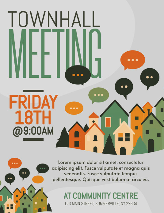 Grey  Townhall Meeting Flyer (us Letter) template