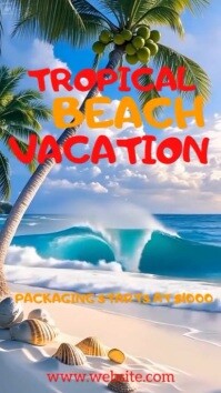Grey Tropical Beach Vacation  Instagram Reel template
