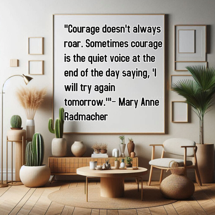 Grey Typographic Courage And Risk-taking Quote Instagram Post template