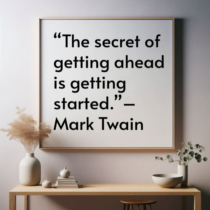 Grey Typographic Get Started Quote Instagram Post template