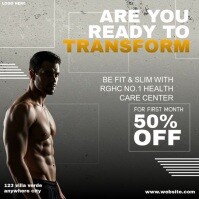 Grey Typographic Gym Personal Service Template Instagram Post