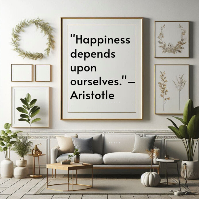 Grey Typographic Happiness And Joy Quote  Instagram Post template