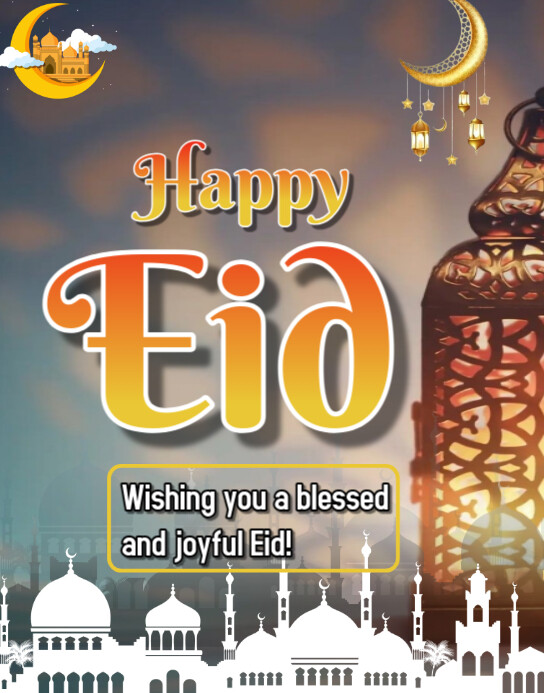 Grey Typographic Happy Eid Celebration Poster/wallboard Plakkaat/Muurbord template