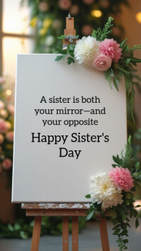 Grey Typographic Happy Sister's Day Instagram Story template