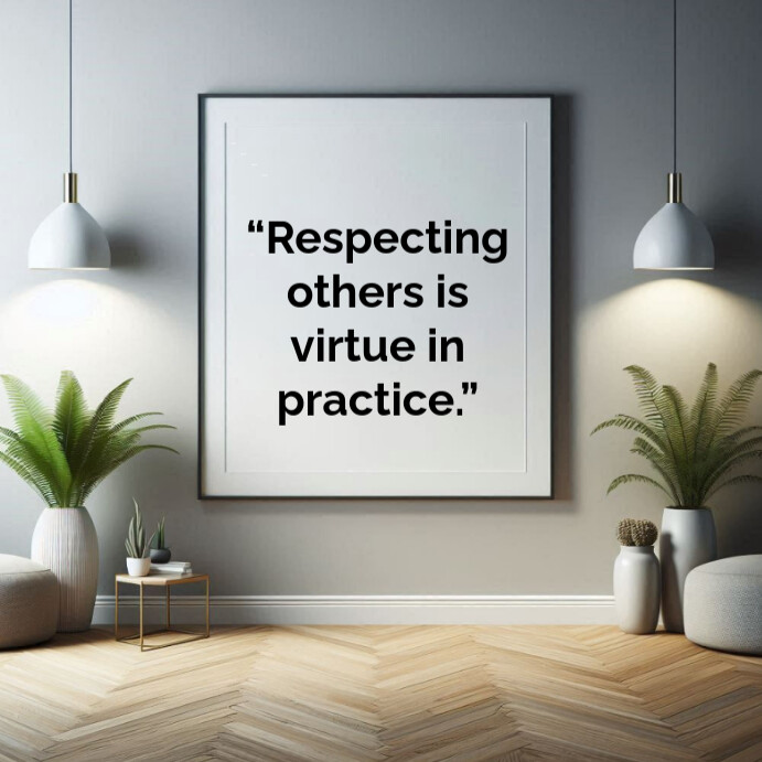 Grey Typographic Inspirational Virtue Quotes  Square (1:1) template