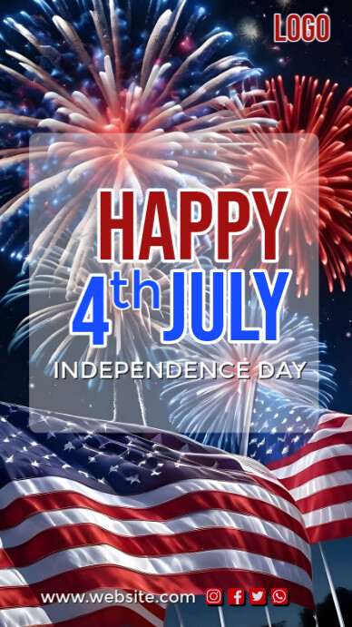 Grey Typographic July 4th  Instagram Story template