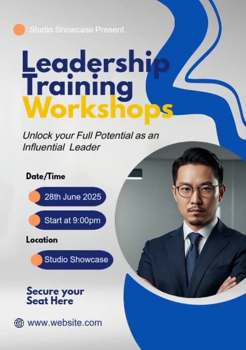 Blue Leadership Training Flyers Template | PosterMyWall