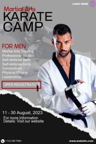 Grey Typographic Martial Arts Karate Camp Template Poster