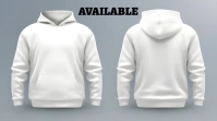 Grey Typographic Minimalist White Hoodie Mockup Front And Back View Template Digital Display (16:9)