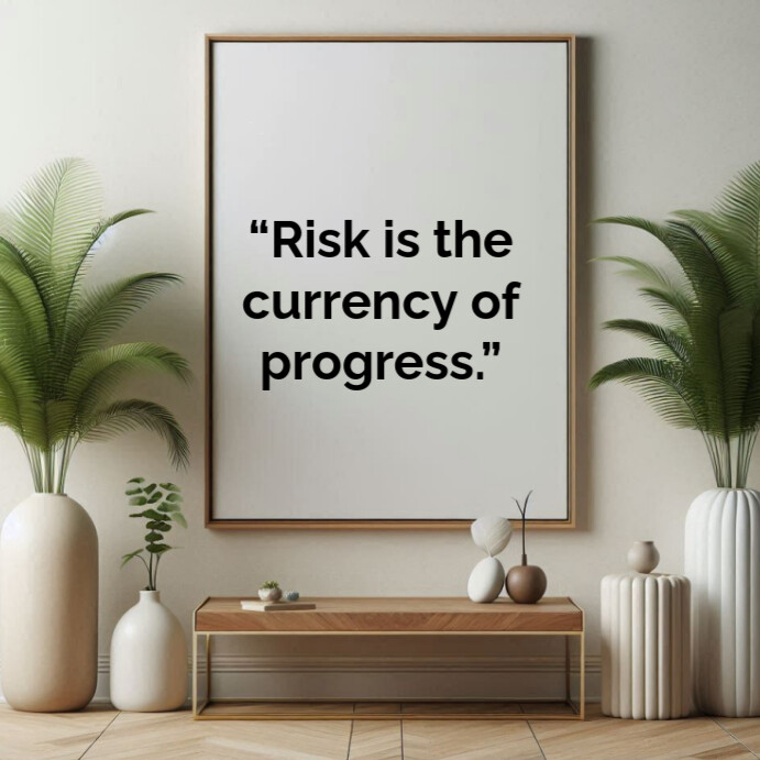 Grey Typographic Motivational Risk Quotes Square (1:1) Template ...