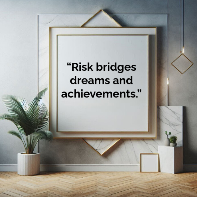 Grey Typographic Motivational Risk Quotes Square (1:1) Templat ...