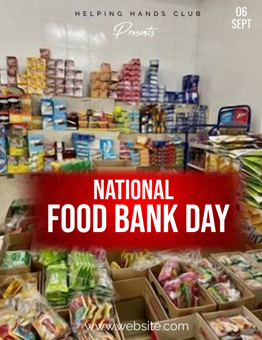 Grey Typographic National Food Bank Day Flyer template