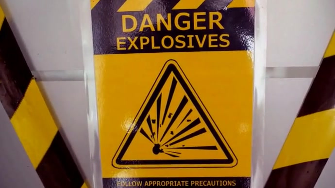 Grey Typographic Warning And Caution Sign  Digital Display (16:9) template