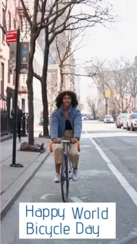 Grey Typography World Bicycle Day  Digital Di template
