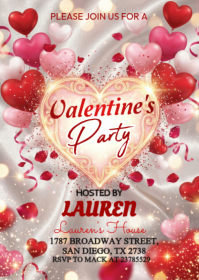 Grey Valentine's Party A6 template