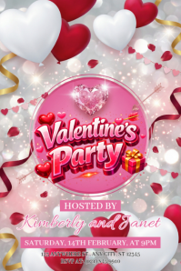 Grey Valentine's Party Poster template