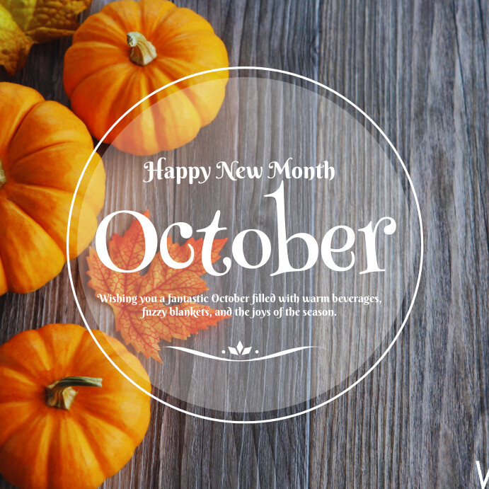 Grey Vintage Happy New Month October Pos Inst Instagram-Beitrag template