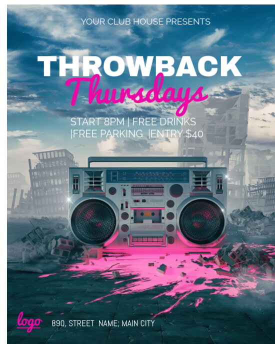 Grey Vintage  Instagram Portrait throwback Thursday flyer design template
