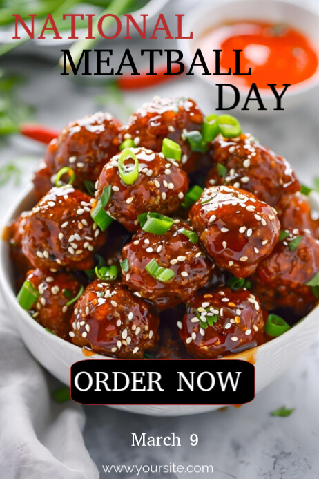 Grey Vintage National Meatballs Day  Poster template